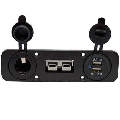 YJ-AD04 50A Anderson Plug Panel Flush Surface Mount with Cigarette Lighter Socket & Dual USB Charger for Caravan Camper Boat Truck SB50